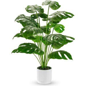 Tall fake monstera plant 28 inch artificial indoor outdoor floor decor pot